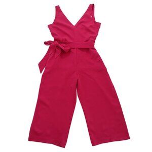 Sam Edelman Womens Pink Belted Wide-Leg Jumpsuit Size 14, Polyester, Spandex.